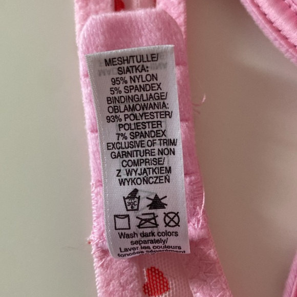 La SENZA Lingerie Bra Fitted Pink Red Hearts Ruffle Occasion Cute Size 32C - Picture 14 of 16